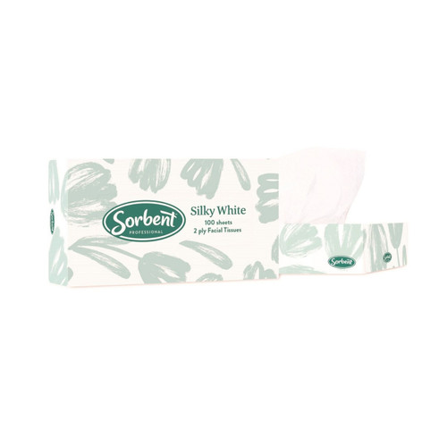 Sorbent Professional Silky White Facial Tissue 2 Ply 100 Sheets - Carton of 48 Boxes 25301