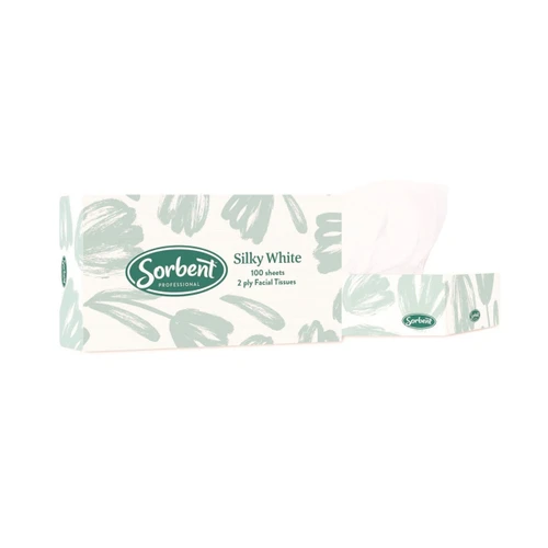 Sorbent Professional Silky White Facial Tissue 2 Ply 100 Sheets - Carton of 48 Boxes 25301