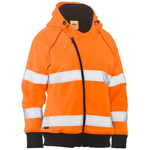 Bisley Womens Taped Hi Vis Fleece Hoodie Bisley Womens Taped Hi Vis Fleece Hoodie