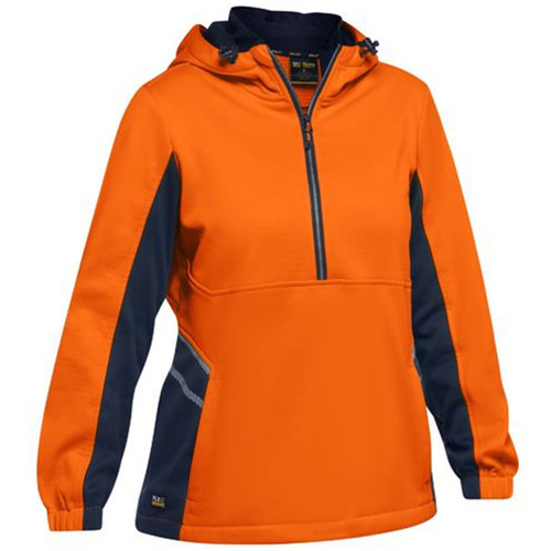 Bisley Womens Hi Vis Liquid Repellent Fleece Hoodie Bisley Womens Hi Vis Liquid Repellent Fleece Hoodie