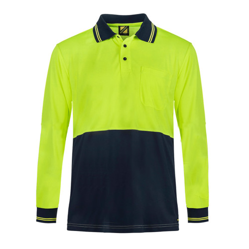 WorkCraft Hi Vis Two Tone Long Sleeve Micromesh Polo with Pocket WorkCraft Hi Vis Two Tone Long Sleeve Micromesh Polo with Pocket