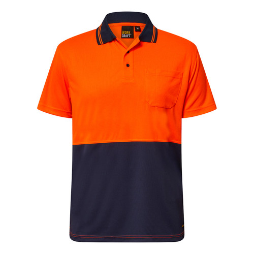 WorkCraft Hi Vis Two Tone Short Sleeve Micromesh Polo with Pocket WorkCraft Hi Vis Two Tone Short Sleeve Micromesh Polo with Pocket