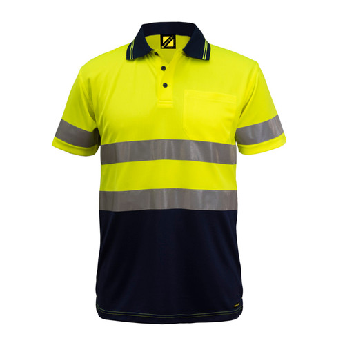 Workcraft Hi Vis Two Tone Short Sleeve Micromesh Polo with Pocket and CSR Reflective Tape Workcraft Hi Vis Two Tone Short Sleeve Micromesh Polo with Pocket and CSR Reflective Tape