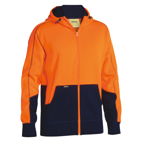 Bisley Mens Hi Vis Full Zip Fleece Hoodie 