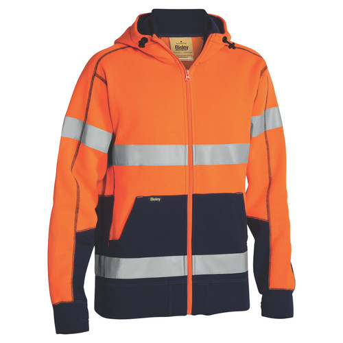 Bisley Hi Vis Taped Full Zip Fleece Hoodie Bisley Hi Vis Taped Full Zip Fleece Hoodie