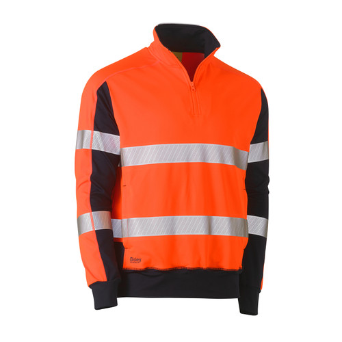 Bisley Hi Vis Taped Stretchy Fleece Zip Pullover Bisley Hi Vis Taped Stretchy Fleece Zip Pullover