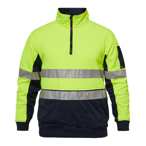 Workcraft Hi Vis Half Zip Pullover with Reflective Tape Workcraft Hi Vis Half Zip Pullover with Reflective Tape