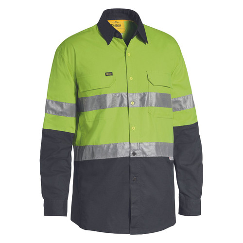 Bisley Hi Vis Taped X Airflow Ripstop Long Sleeve Shirt Bisley Hi Vis Taped X Airflow Ripstop Long Sleeve Shirt