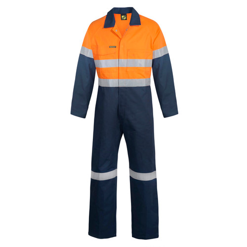 Workcraft Hi Vis Two Tone Cotton Drill Coveralls with CSR Reflective Tape 
