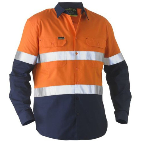 Bisley Taped HI VIS Recycled Drill Shirt Bisley Taped HI VIS Recycled Drill Shirt