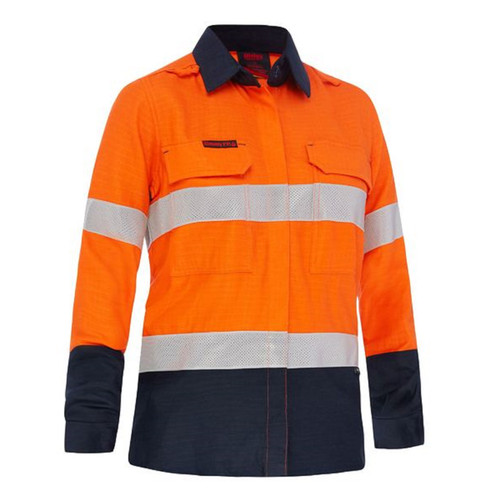 Bisley Apex 185 Women's Taped HI VIS FR Vented Shirt Bisley Apex 185 Women's Taped HI VIS FR Vented Shirt