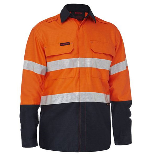 Bisley Apex 185 Taped HI VIS FR Ripstop Vented Shirt Bisley Apex 185 Taped HI VIS FR Ripstop Vented Shirt