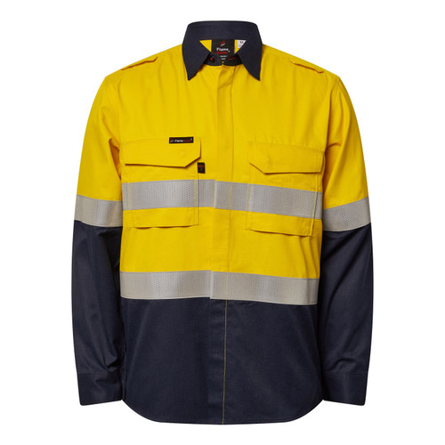 Flamebuster Torrent HRC2 Men's Hi Vis Two Tone Open Front Shirt with Gusset Sleeves and FR Reflective Tape Flamebuster Torrent HRC2 Men's Hi Vis Two Tone Open Front Shirt with Gusset Sleeves and FR Reflective Tape