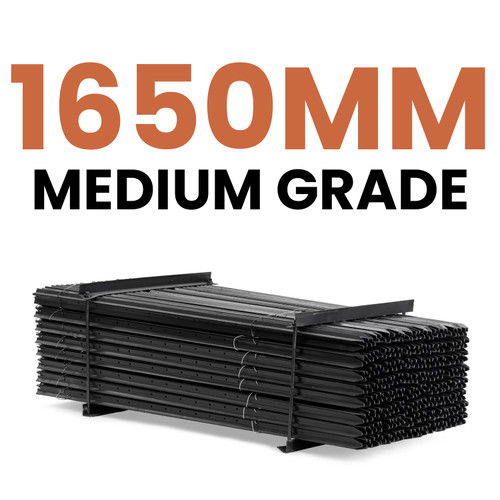 Steel Star Pickets Medium Grade Black - 1650mm Steel Star Pickets Medium Grade Black - 1650mm