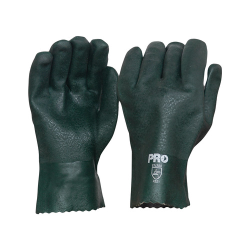 Green Double Dipped PVC Gloves - 27cm Green Double Dipped PVC Gloves - 27cm