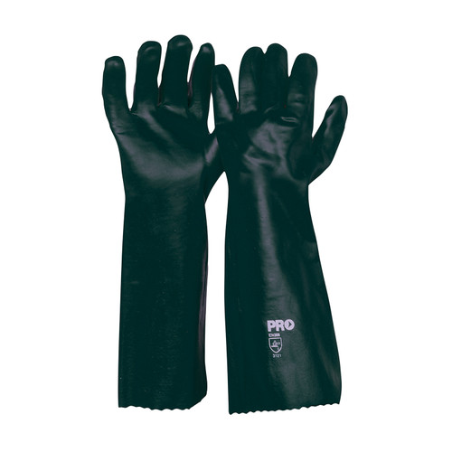 Green Double Dipped PVC Gloves - 45cm 