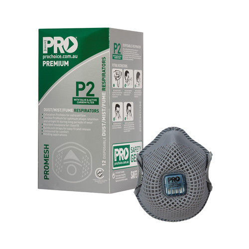 ProChoice Pro-Mesh Respirator P2, With Valve & Carbon Filter - Pack of 12 ProChoice Pro-Mesh Respirator P2, With Valve & Carbon Filter - Pack of 12
