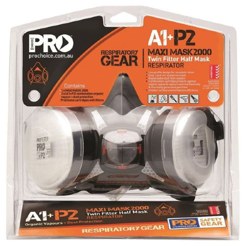 Pro Tradie's Kit Half Mask With A1P2 Cartridges-Blister Pack Pro Tradie's Kit Half Mask With A1P2 Cartridges-Blister Pack