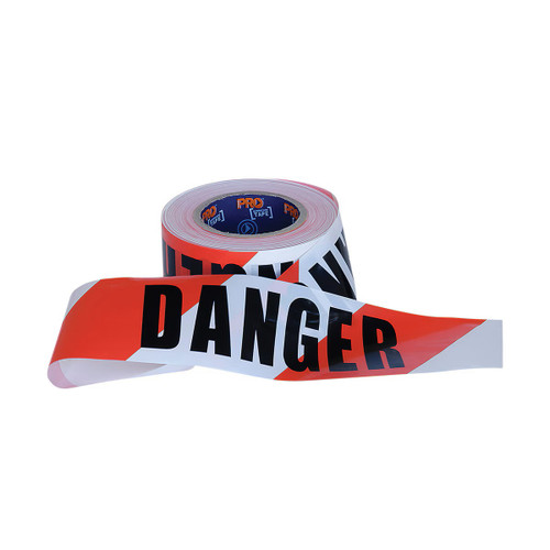 Danger Print on Red/White Barrier Tape - 75mm x 100m Danger Print on Red/White Barrier Tape - 75mm x 100m
