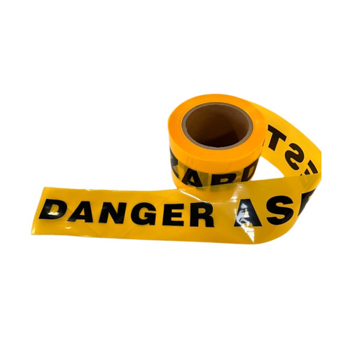 Danger Asbestos Hazard on Yellow Barrier Tape - 75mm x 100m
