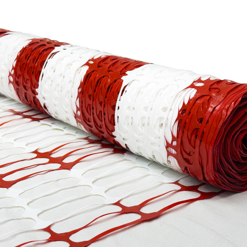 Construktor Red/White Barber Pole Barrier Mesh, 50m x 900mm Construktor Red/White Barber Pole Barrier Mesh, 50m x 900mm