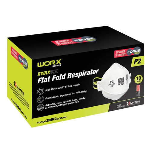 Force360 P2 Flat Fold Disposable Respirator - 20 Pack Force360 P2 Flat Fold Disposable Respirator - 20 Pack