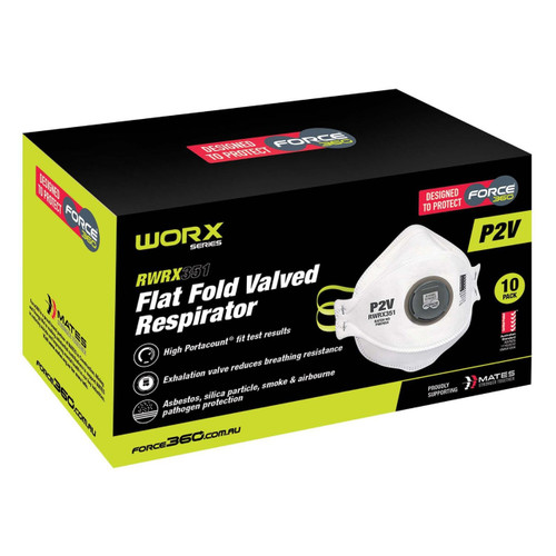 Force360 P2 Flat Fold Valved Disposable Respirator - 10 Pack RWRX351