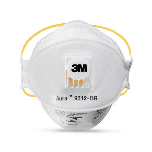 3Mâ„¢ P1 Auraâ„¢ Flat Fold Particulate Respirator with Valve - Box of 10 3M-9312A+