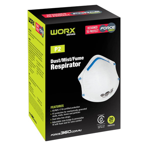 Force360 WORX P2 Respirators - 20 Pack Force360 WORX P2 Respirators - 20 Pack
