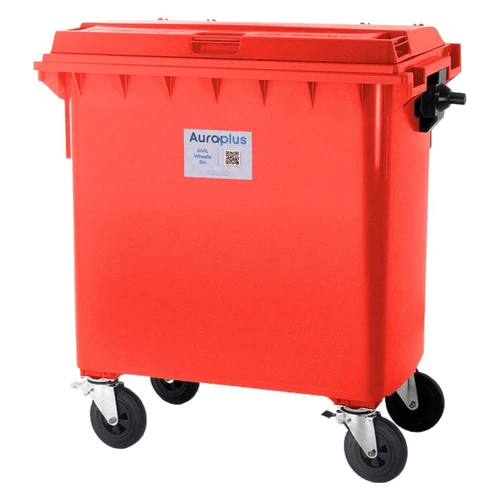 660L Red Heavy Duty Wheelie Bin - Complete CW-8350-RE