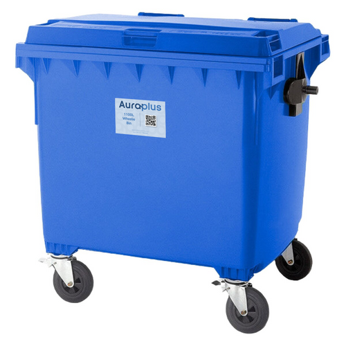 1100L Blue Heavy Duty Wheelie Bin - Complete 1100L Blue Heavy Duty Wheelie Bin - Complete