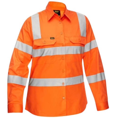 Bisley Womens Taped Bio Motion Cool Lightweight Hi Vis Vic Rail Long Sleeve Shirt Bisley Womens Taped Bio Motion Cool Lightweight Hi Vis Vic Rail Long Sleeve Shirt