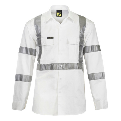 Workcraft Hi Vis Long Sleeve Shirt with X pattern and CSR Reflective Tape - Night Use Only 