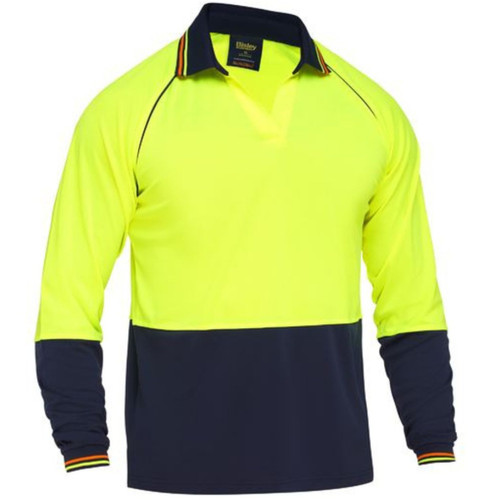 Bisley Two Tone HI VIS V-Neck Polo Shirt Long Sleeve Bisley Two Tone HI VIS V-Neck Polo Shirt Long Sleeve