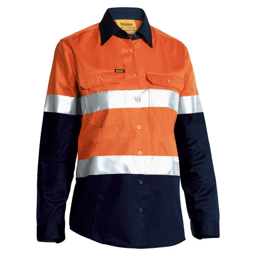 Bisley Hi Vis Womens Taped Lightweight Long Sleeve Shirt
