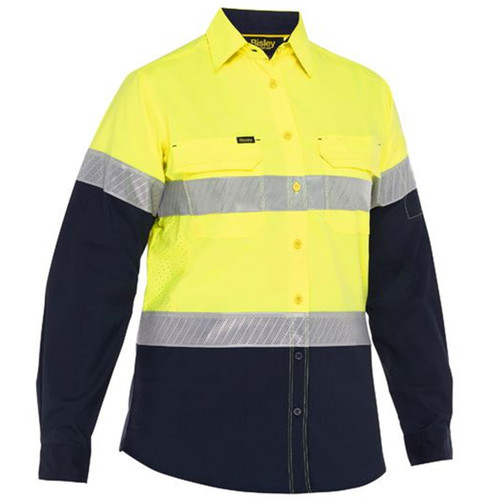 Bisley Womens X Airflow Hi Vis Taped Stretch Ripstop Shirt Bisley Womens X Airflow Hi Vis Taped Stretch Ripstop Shirt