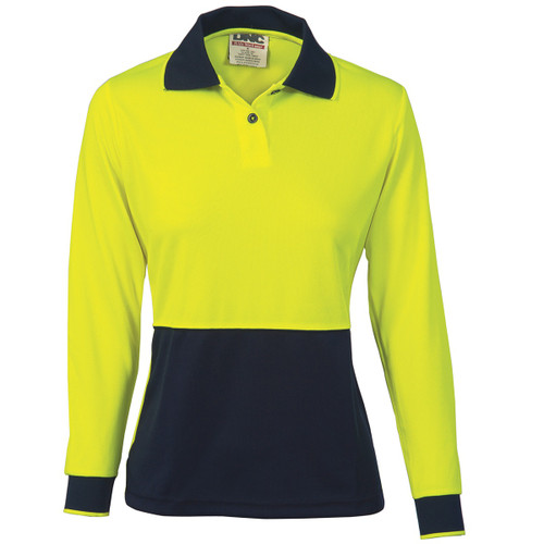 DNC Ladies HiVis 2 Tone Polo Shirt - Long Sleeve DNC Ladies HiVis 2 Tone Polo Shirt - Long Sleeve