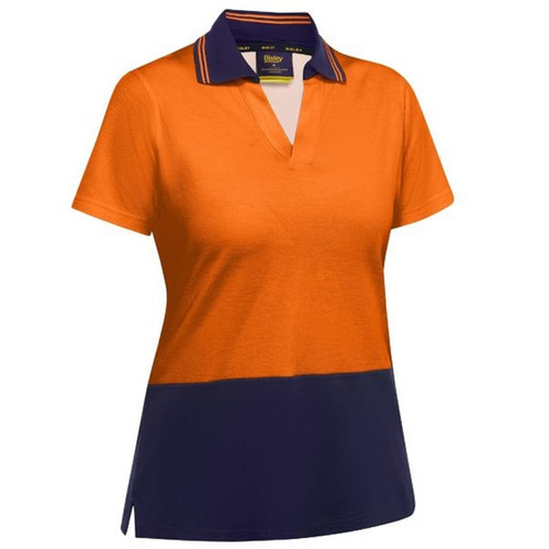 Bisley Womens Short Sleeve Hi Vis V-Neck Polo Bisley Womens Short Sleeve Hi Vis V-Neck Polo