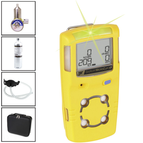 Honeywell GasAlert Microclip X3 4-Gas Detector Standard Confined Space Kit - Includes XL Detector, Regulator, Quad Gas, Cal Cap & Case Honeywell GasAlert Microclip X3 4-Gas Detector Standard Confined Space Kit - Includes XL Detector, Regulator, Quad Gas, Cal Cap & Case