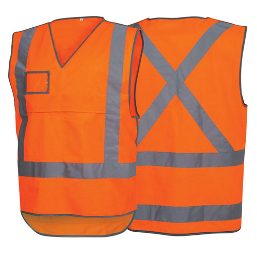 NSW Rail Hi Vis Safety Vest - with easy tear away velcro shoulders & sides 