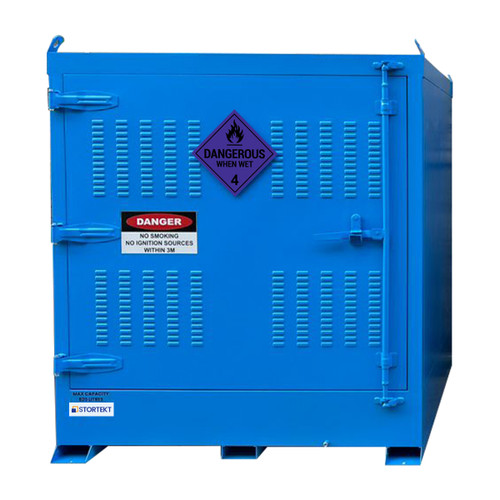 Stortekt 820 Litre Outdoor Class 4.3 Dangerous When Wet Storage Cabinet - 4 Drum Pallet Store 