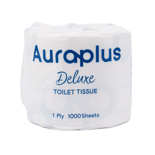 Auraplus Deluxe Toilet Tissue 1 Ply 1000 Sheets - Carton of 48 Rolls Auraplus Deluxe Toilet Tissue 1 Ply 1000 Sheets - Carton of 48 Rolls