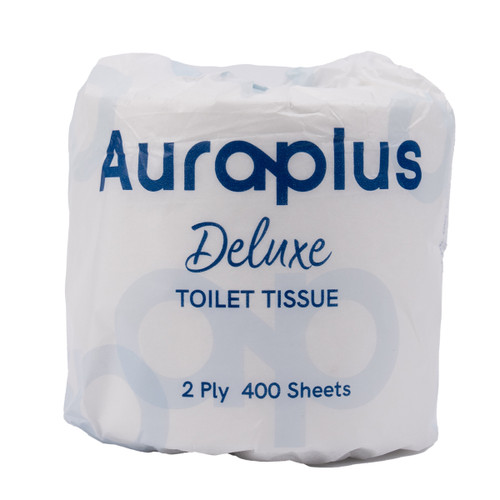 Auraplus Deluxe Toilet Tissue 2 Ply 400 Sheets - Carton of 48 Rolls Auraplus Deluxe Toilet Tissue 2 Ply 400 Sheets - Carton of 48 Rolls