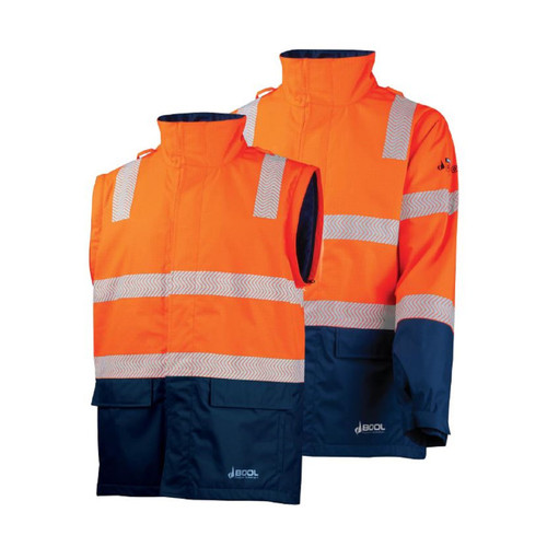BOOL FR PPE3 Hi-Vis Parka with Zip-Off Sleeves and Segmented FR Tape - Two Tone BOOL FR PPE3 Hi-Vis Parka with Zip-Off Sleeves and Segmented FR Tape - Two Tone