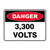 Danger Sign - 3,300 Volts 
