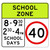 Regulatory  School Zone 40KM/H (8-9:30AM 2:30-4PM) School Days Sign - 1200 x 1135mm R4-230B-NSW
