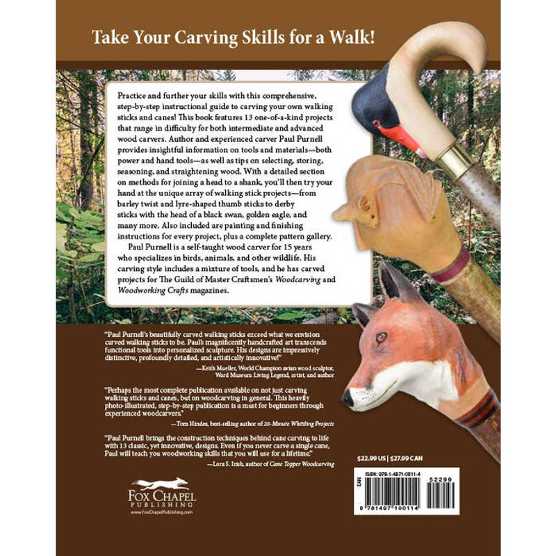 Cane Topper Woodcarving: Projects, Patterns, and Essential Techniques for  Custom Canes and Walking Sticks (Fox Chapel Publishing) Step-by-Step