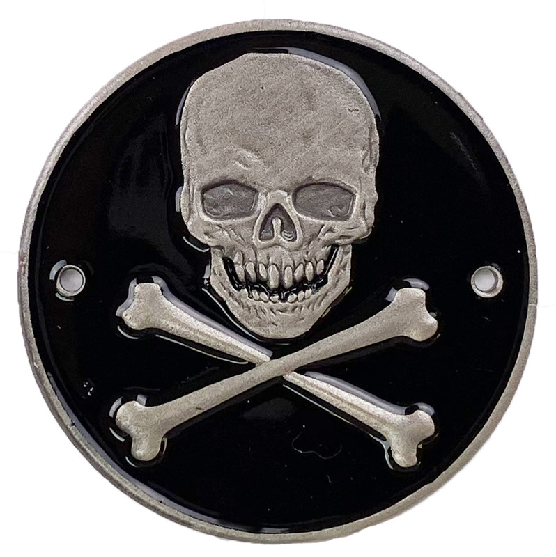 Skull and Crossbones Brass Medallion