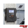 Extreme Max 12V solar panel mounted to a boat lift, angled upward to capture sunlight
