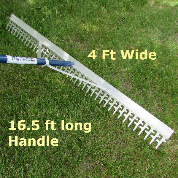 thumbnail image 2 of Weeders Digest Large Wide Landscape Rake – 4ft Head With 16.5ft Handle – Heavy Duty Aluminum For Lake, Beach, Yard Work 2 of 4